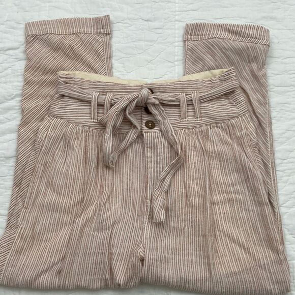 Free People Striped 100% Cotton Trousers size 2 - Picture 1 of 9